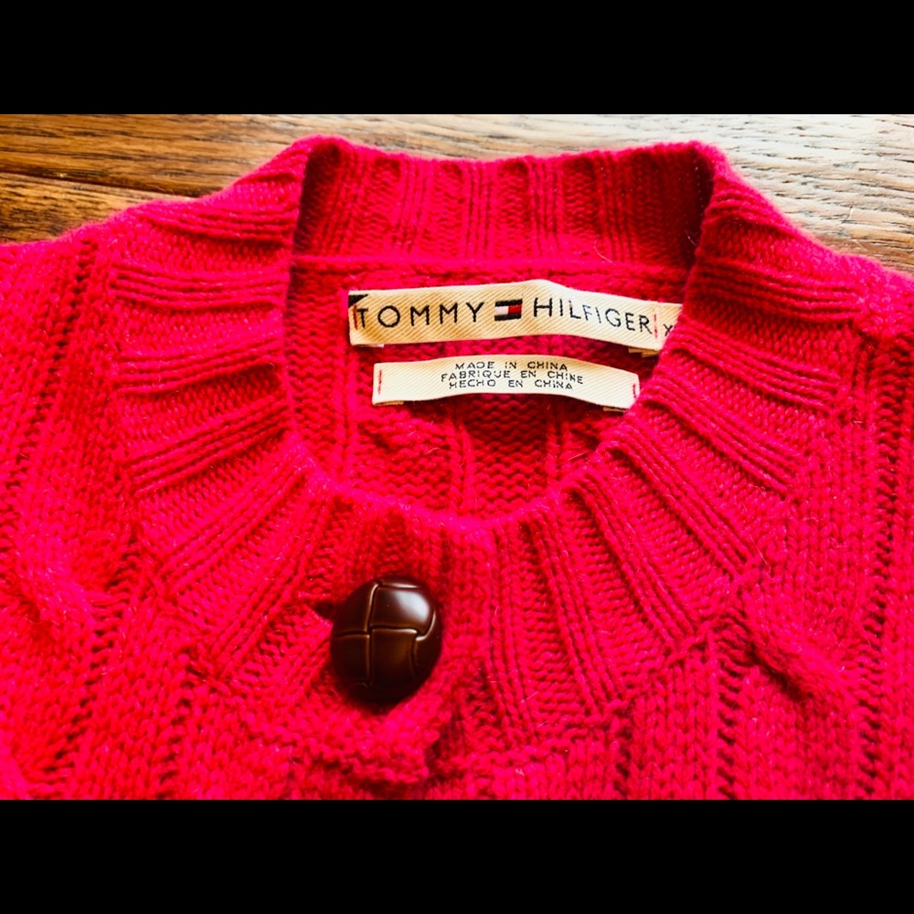 Hot Pink button up Tommy Hilfiger sweater.